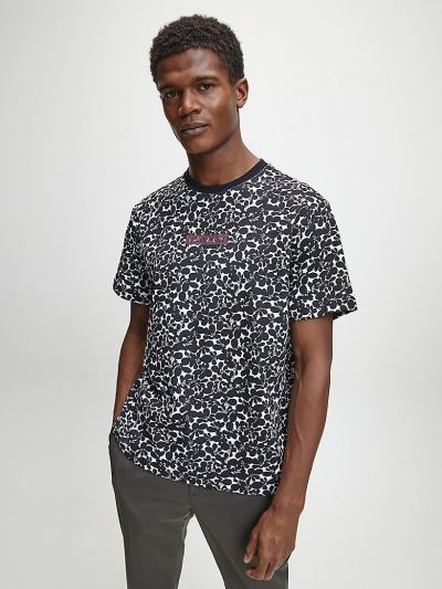 Calvin Klein Ruhák HU713315 | Calvin Klein Relaxed All-Over Printed Férfi Póló Fekete